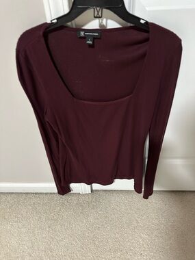INC International Concepts Ribbed Wine-Colored Top